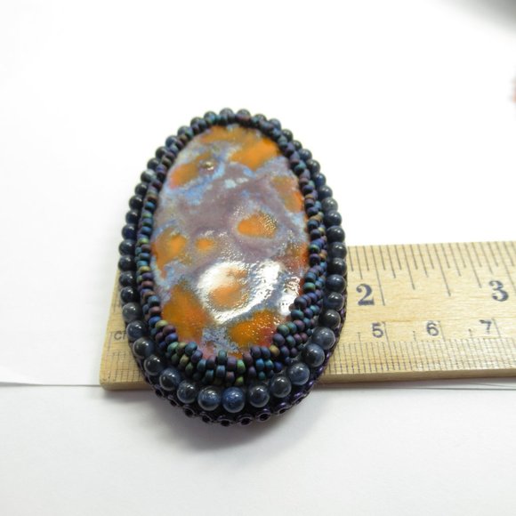 Artisan Cabochon Necklace on Carnelian and Sodalite - Picture 11 of 13